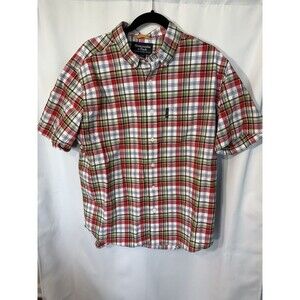 VINTAGE ABERCROMBIE BIG SHIRT SHORT SLEEVE PLAID SHIRT RED BLUE MENS LARGE